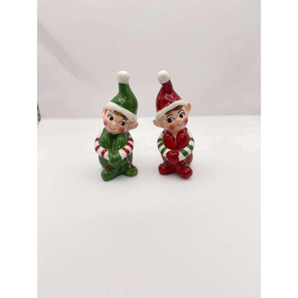 Cracker Barrel Christmas Elf Salt and Pepper Shaker Set Ceramic Holiday Decor